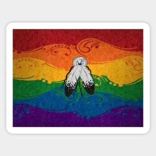 Fancy Swooped and Swirled Two-Spirited Pride Flag Background Sticker